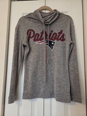 NFL Gray New England Patriots Pullover Cowl Neck Hoodie